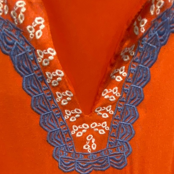 Orange Embroidered Boho Lined Summer Dress for work and play - Picture 6 of 13